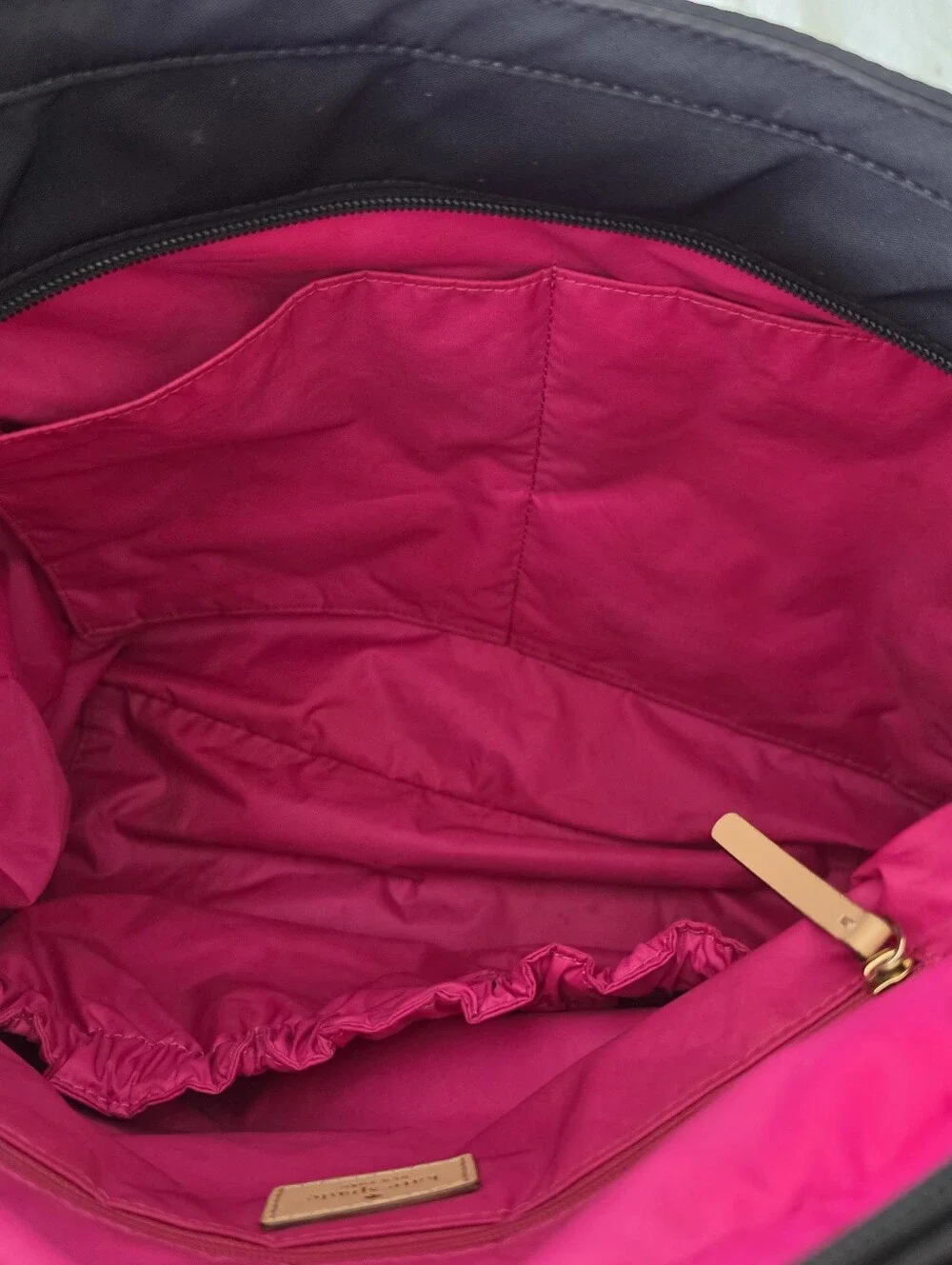 Kate Spade Black And Pink Nylon Tote Kennedy Park Honey Baby Bag Leather Straps